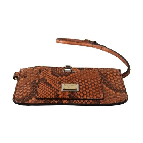 Dolce & Gabbana Brown Leather Coin Purse Wristlet Mirror AGNESE Wallet