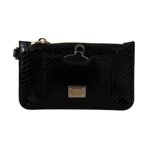 Black Leather Coin Purse Wristlet Mirror Agnese Wallet