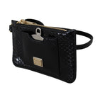 Dolce & Gabbana Black Leather Coin Purse Wristlet Mirror Agnese Wallet