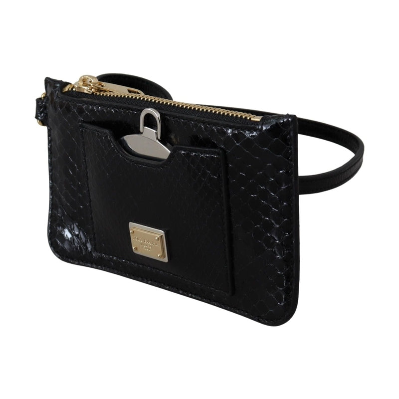 Dolce & Gabbana Black Leather Coin Purse Wristlet Mirror Agnese Wallet