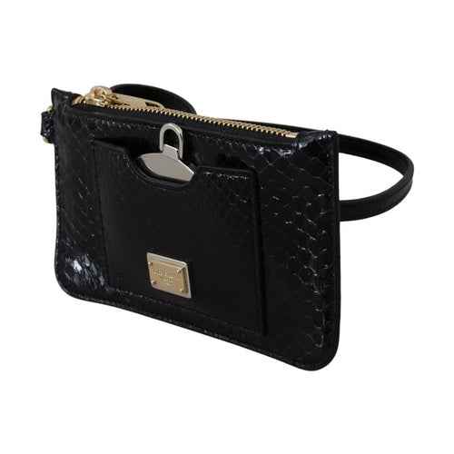 Black Leather Coin Purse Wristlet Mirror Agnese Wallet