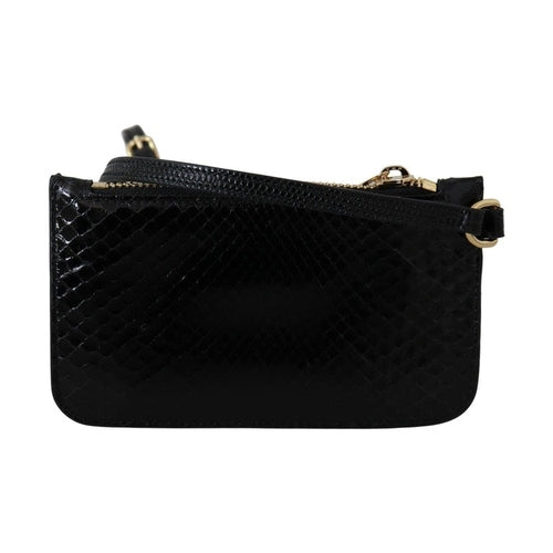 Dolce & Gabbana Black Leather Coin Purse Wristlet Mirror Agnese Wallet