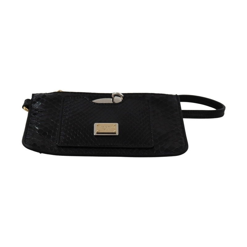 Dolce & Gabbana Black Leather Coin Purse Wristlet Mirror Agnese Wallet