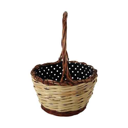 Beige Wood Wicker Rattan Basket Tote Bag