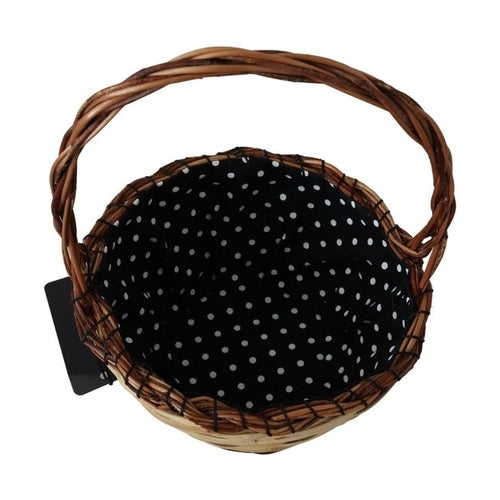 Dolce & Gabbana Beige Wood Wicker Rattan Basket Tote Bag