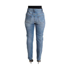 Dolce & Gabbana Blue Tattered Skinny Denim Cotton Blend Jeans