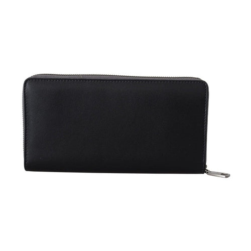 Dolce & Gabbana Black Zip Around Continental Clutch Leather Wallet