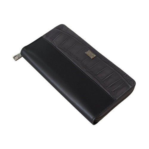 Dolce & Gabbana Black Zip Around Continental Clutch Leather Wallet