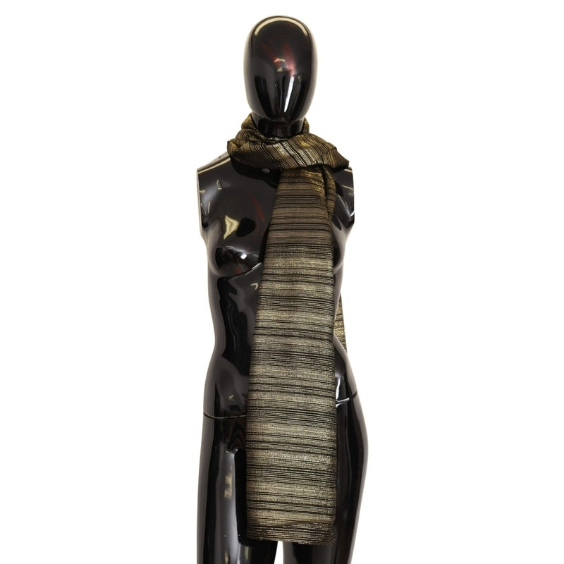 Dolce & Gabbana Metallic Gold Silk Stretch Shawl Wrap Scarf