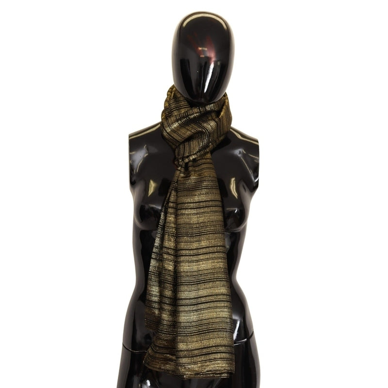 Dolce & Gabbana Metallic Gold Silk Stretch Shawl Wrap Scarf
