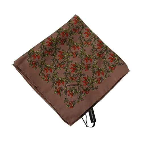 Dolce & Gabbana Brown Carrots Print Silk Handkerchief