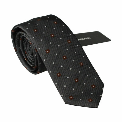 Dolce & Gabbana Gray Patterned Classic Mens Slim Necktie