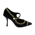Dolce & Gabbana Black Embellished Velvet Mary Jane Pumps Shoes