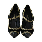 Dolce & Gabbana Black Embellished Velvet Mary Jane Pumps Shoes