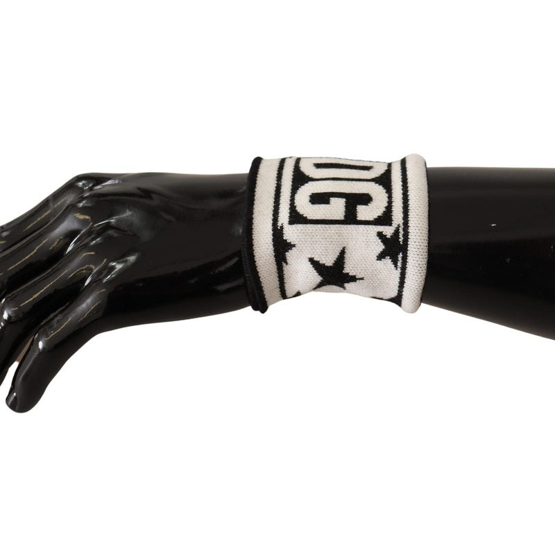 Dolce & Gabbana White Black Wool Logo #DGMILLENNIALS Wristband