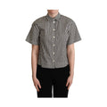 Dolce & Gabbana Black White Zigzag Collar Cotton Top Shirt