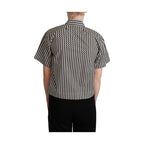 Dolce & Gabbana Black White Zigzag Collar Cotton Top Shirt