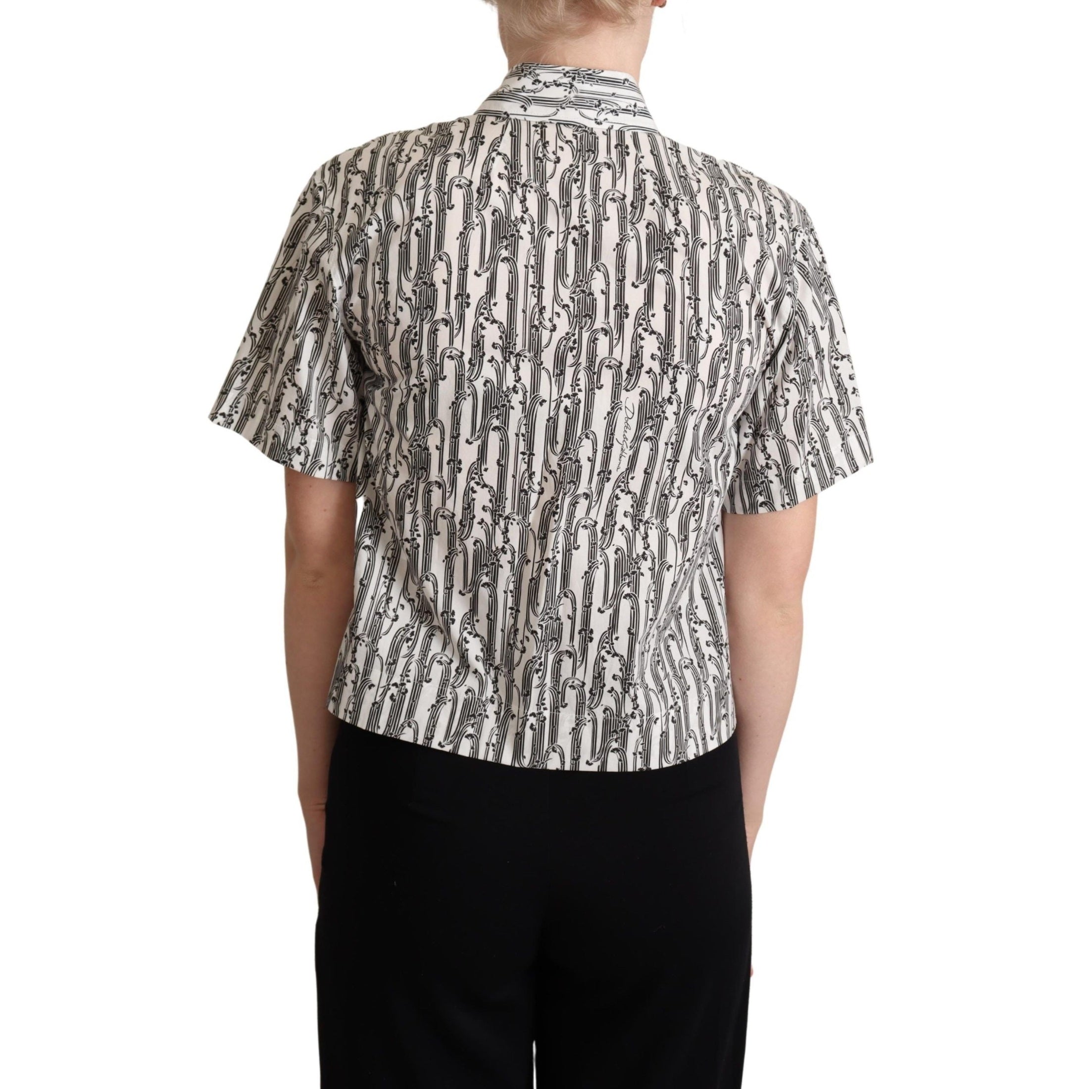 Dolce & Gabbana White Floral Collared Blouse Shirt