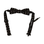 Dolce & Gabbana Black White Polka Dot Silk Adjustable Neck Papillon Bow Tie