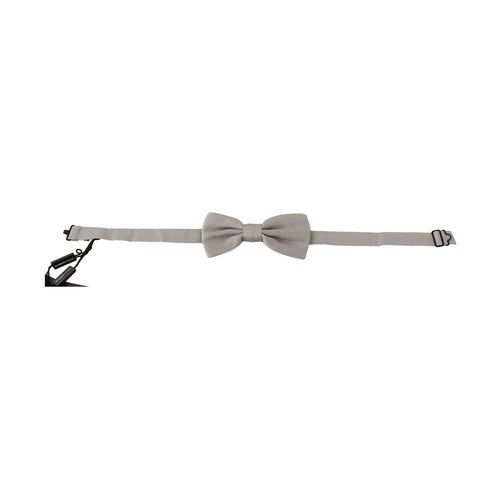 Dolce & Gabbana Silver Gray 100% Silk Adjustable Neck Papillon Bow Tie