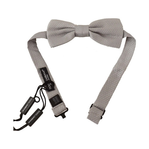 Dolce & Gabbana Silver Gray 100% Silk Adjustable Neck Papillon Bow Tie