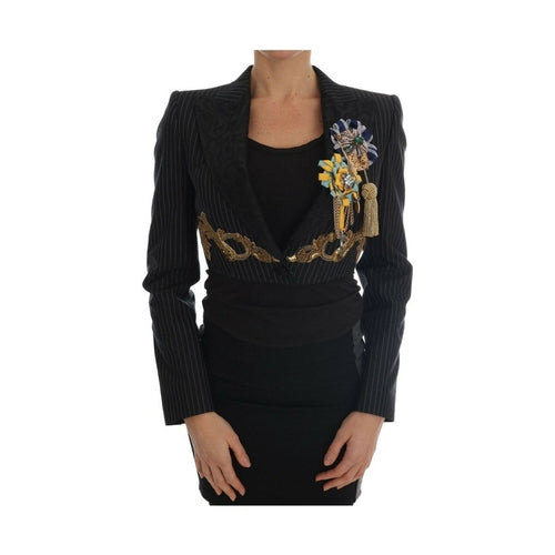 Dolce & Gabbana Black Crystal Fairy Tale Blazer Jacket