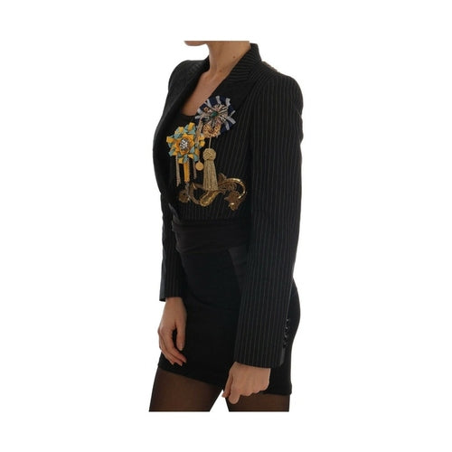 Dolce & Gabbana Black Crystal Fairy Tale Blazer Jacket