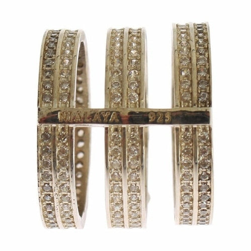 Nialaya Authentic Womens Clear CZ 925 Sterling Silver Ring