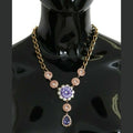 Pink Gold Brass Crystal Purple Pearl Pendants