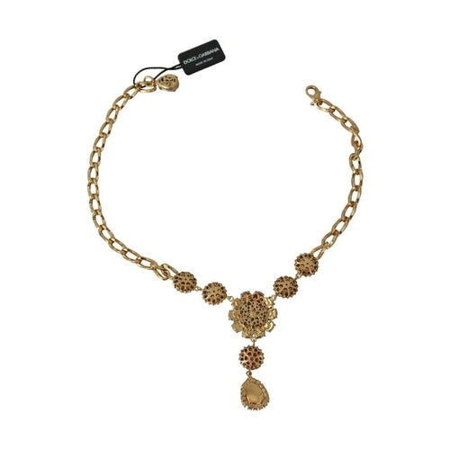 Dolce & Gabbana Pink Gold Brass Crystal Purple Pearl Pendants