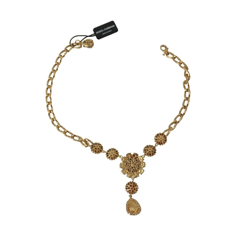 Dolce & Gabbana Pink Gold Brass Crystal Purple Pearl Pendants