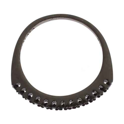Black CZ Rhodium 925 Silver Womens Ring