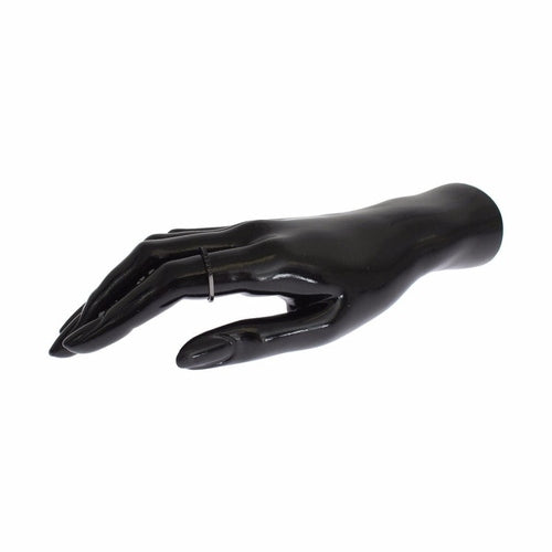 Nialaya Black CZ Rhodium 925 Silver Womens Ring