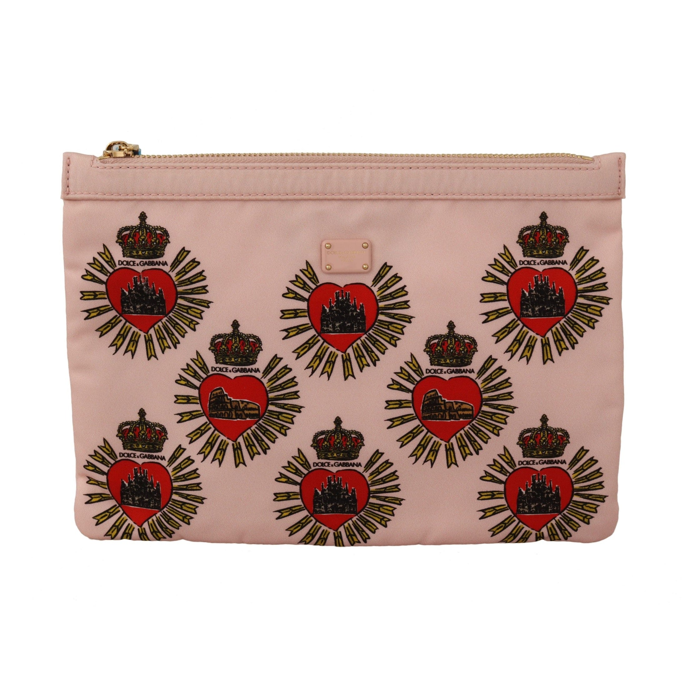 Dolce & Gabbana Clutch Pink D&G Logo Devotion Heart Toiletry Pouch Wallet