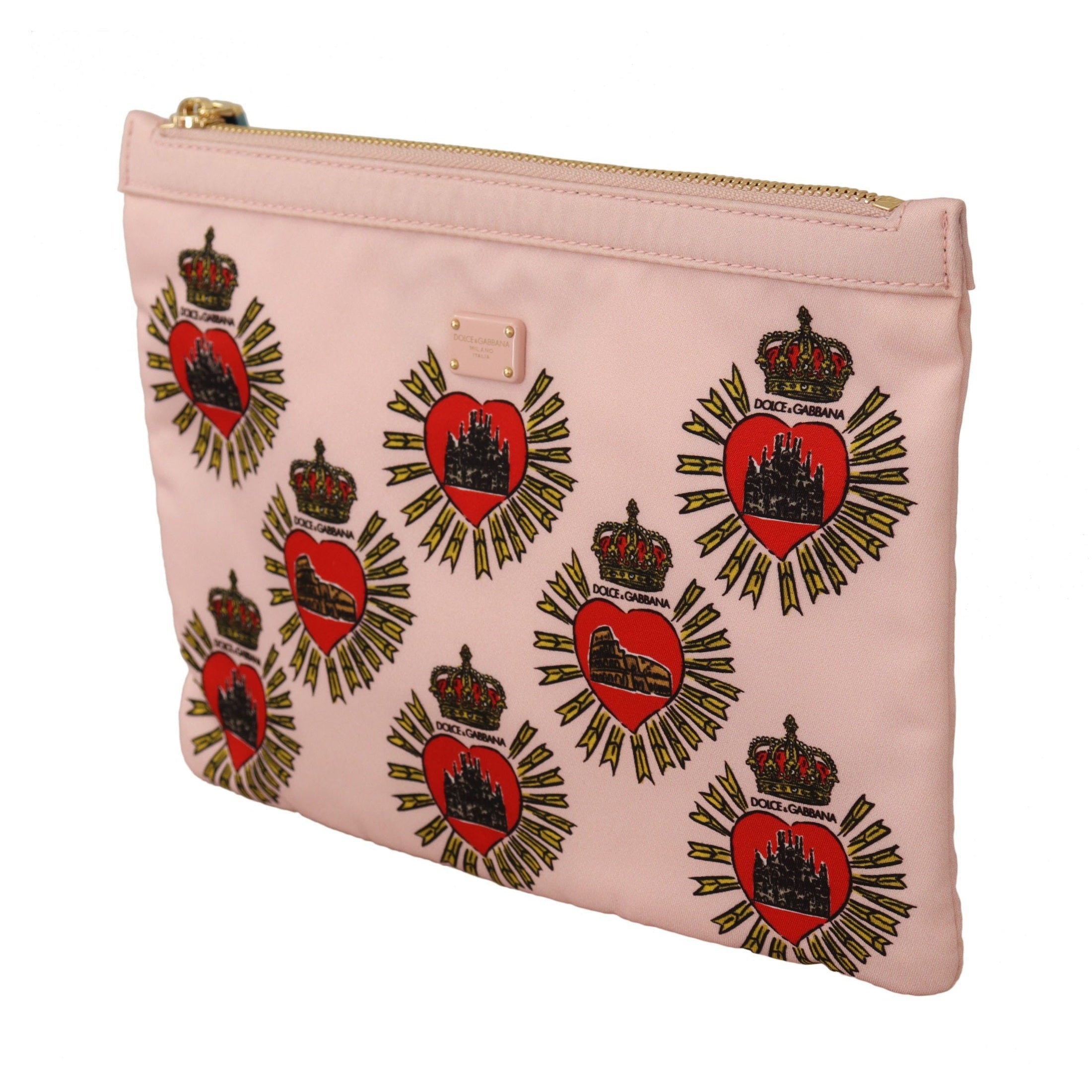 Dolce & Gabbana Clutch Pink D&G Logo Devotion Heart Toiletry Pouch Wallet