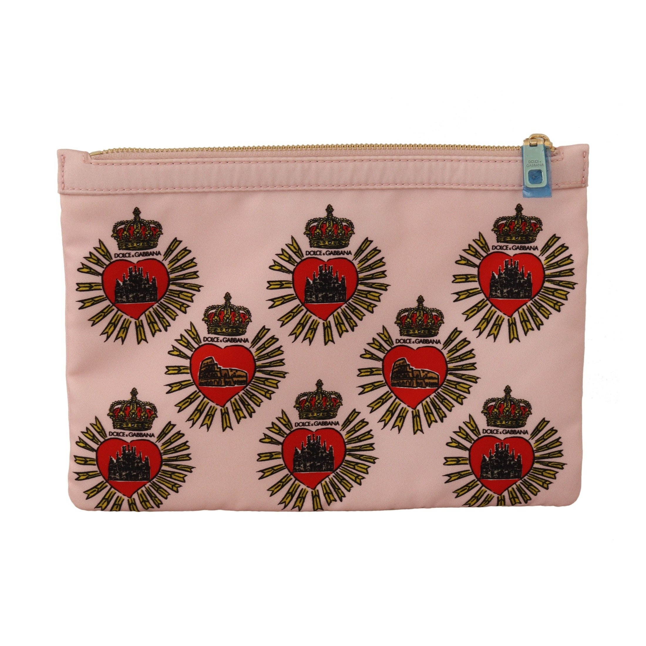 Dolce & Gabbana Clutch Pink D&G Logo Devotion Heart Toiletry Pouch Wallet