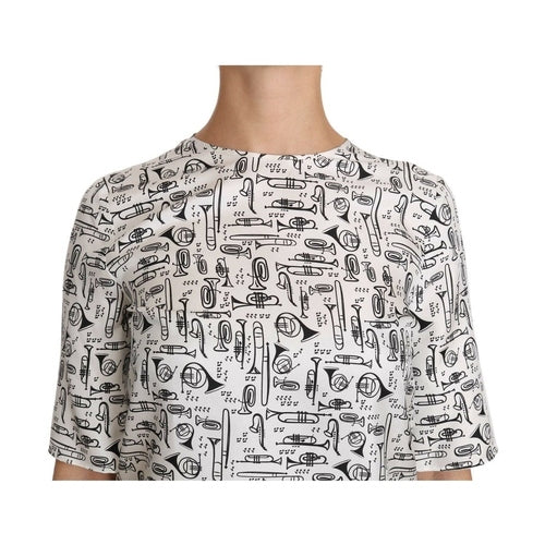 Dolce & Gabbana White Musical Instruments Print Blouse