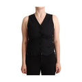 Dolce & Gabbana Black Button Down Sleeveless Viscose Vest Top