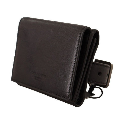 Dolce & Gabbana Black Leather Trifold Purse Belt Multi Kit Wallet