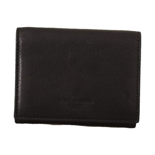 Dolce & Gabbana Black Leather Trifold Purse Belt Multi Kit Wallet
