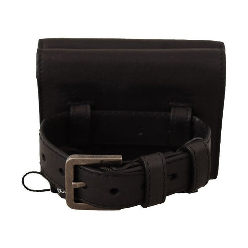 Dolce & Gabbana Black Leather Trifold Purse Belt Multi Kit Wallet