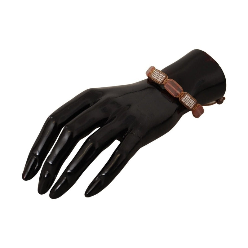 Nialaya Multicolor Crystals Logo Embellished Adjustable Bracelet