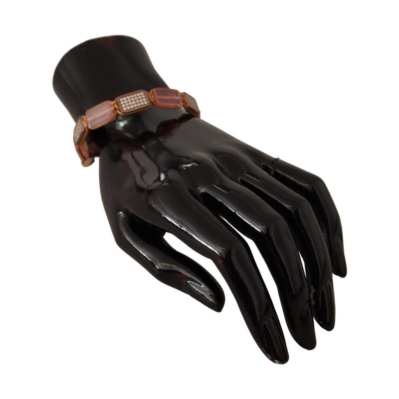 Nialaya Multicolor Crystals Logo Embellished Adjustable Bracelet