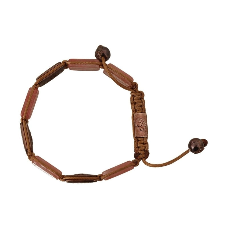 Nialaya Multicolor Crystals Logo Embellished Adjustable Bracelet