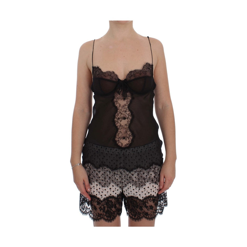 Dolce & Gabbana Black Silk Lace Babydoll Lingerie Top