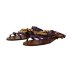 Dolce & Gabbana Purple Leather Devotion Flats Sandals Shoes