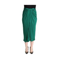 Dolce & Gabbana Dark Green High Waist Midi Pencil Cut Pleated Skirt