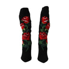 Dolce & Gabbana Black Stretch Socks Red Roses Booties Shoes