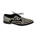 Dolce & Gabbana Black Leather Crystals Lace Up Formal Shoes