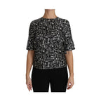 Dolce & Gabbana Black Musical Instruments Print Silk Blouse
